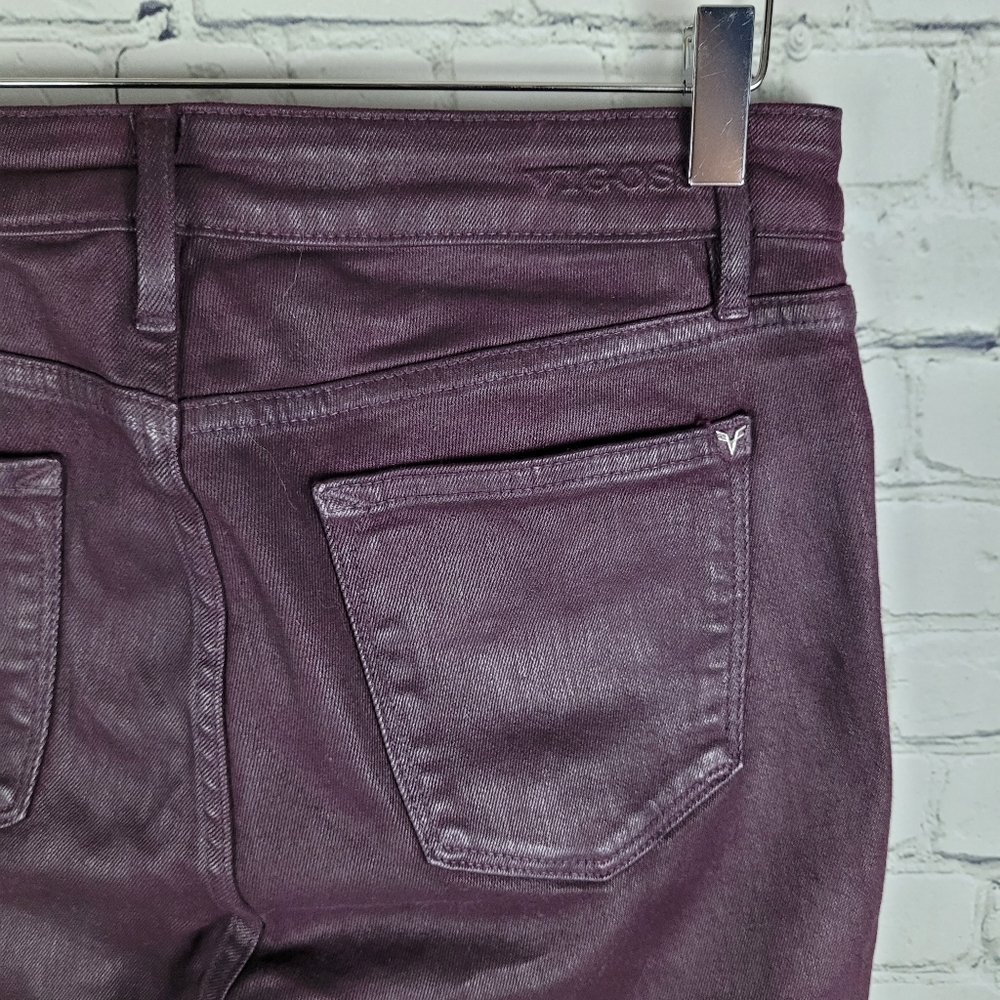 VIGOSS | Stevie straight crop coated burgundy stretch denim jeans